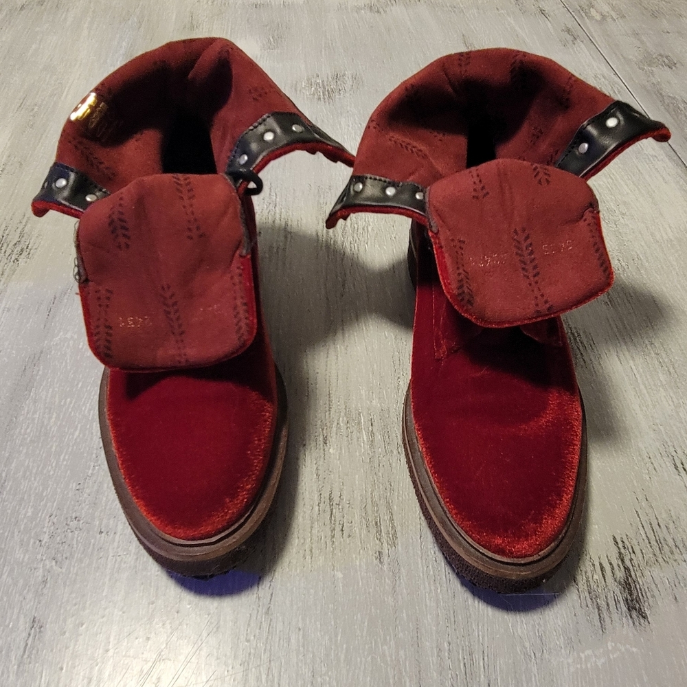 Goldmud Red Velvet Lace-Up Boots *Handmade in Portugal* - Picture 8 of 12